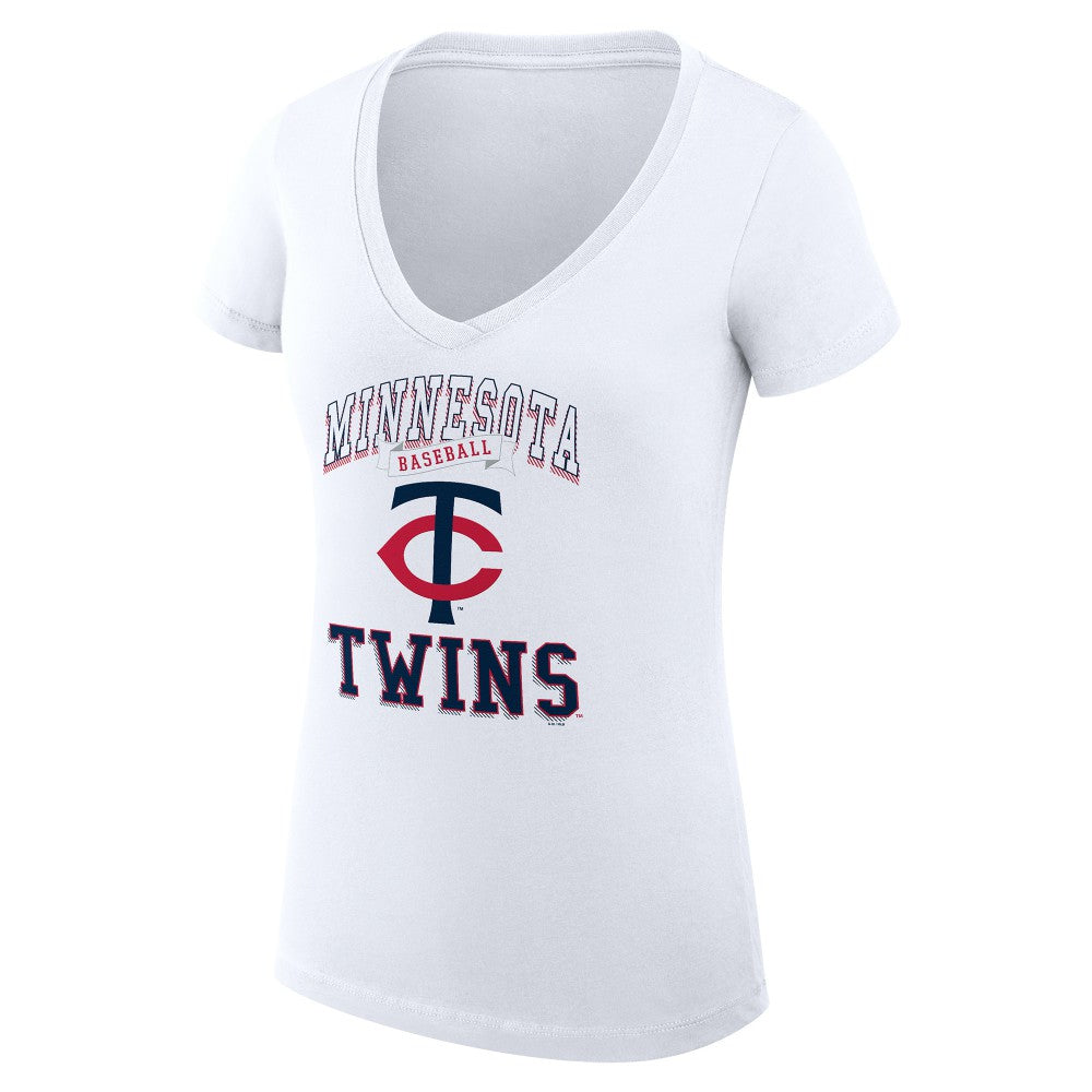 Minnesota Twins G-III 4Her by Carl Banks Women's Super-Slim Fit Lightweight Team Logo Graphic V-Neck T-Shirt | MLB Sale