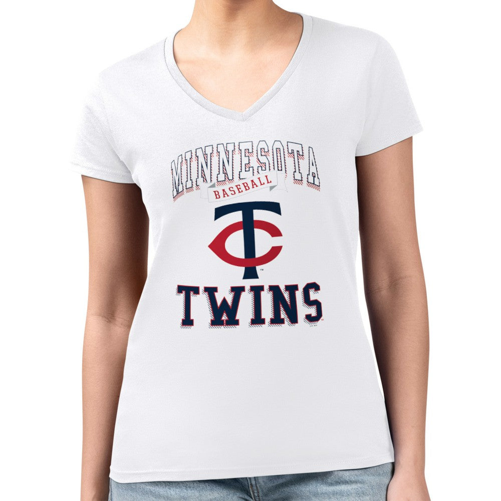 Minnesota Twins G-III 4Her by Carl Banks Women's Super-Slim Fit Lightweight Team Logo Graphic V-Neck T-Shirt | MLB Sale