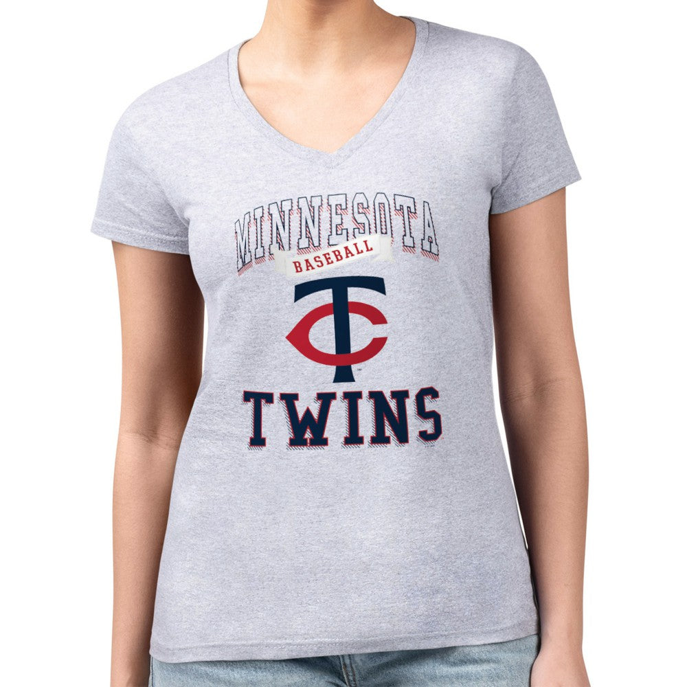 Minnesota Twins G-III 4Her by Carl Banks Women's Super-Slim Fit Lightweight Team Logo Graphic V-Neck T-Shirt | MLB US