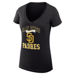San Diego Padres G-III 4Her by Carl Banks Women's Super-Slim Fit Lightweight Team Logo Graphic V-Neck T-Shirt | MLB New