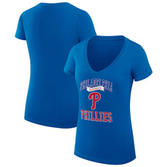 Philadelphia Phillies G-III 4Her by Carl Banks Women's Super-Slim Fit Lightweight Team Logo Graphic V-Neck T-Shirt | MLB US