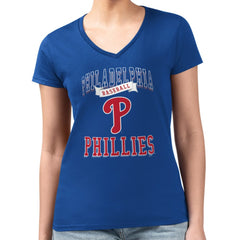Philadelphia Phillies G-III 4Her by Carl Banks Women's Super-Slim Fit Lightweight Team Logo Graphic V-Neck T-Shirt | MLB US