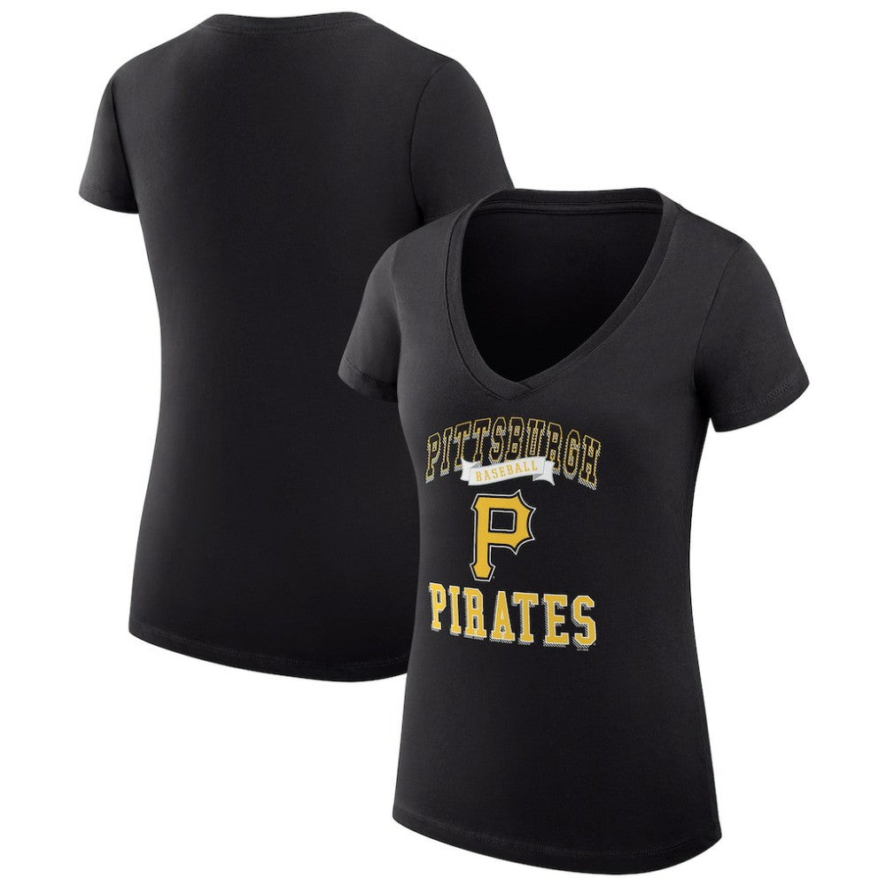 Pittsburgh Pirates G-III 4Her by Carl Banks Women's Super-Slim Fit Lightweight Team Logo Graphic V-Neck T-Shirt | MLB US