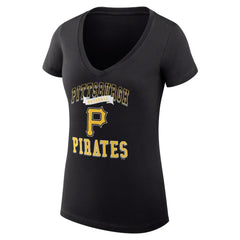 Pittsburgh Pirates G-III 4Her by Carl Banks Women's Super-Slim Fit Lightweight Team Logo Graphic V-Neck T-Shirt | MLB US