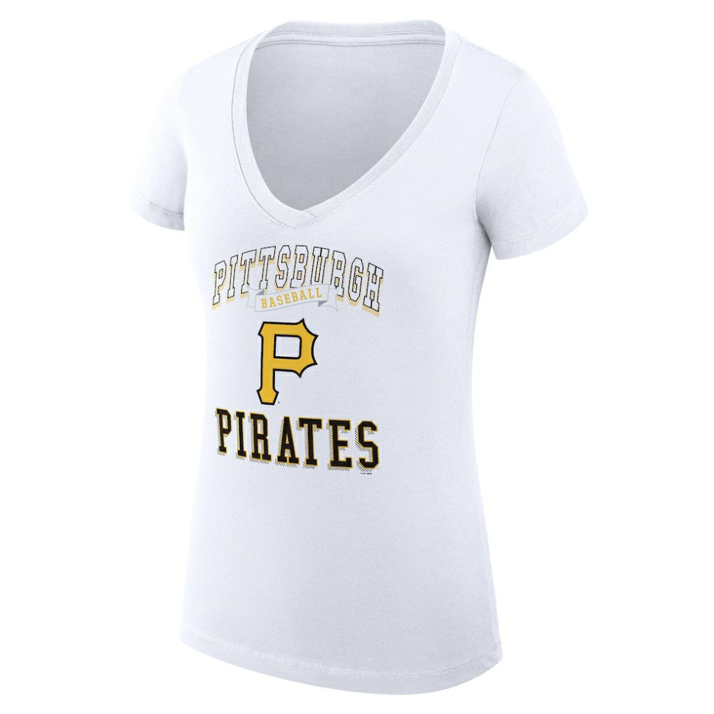 Pittsburgh Pirates G-III 4Her by Carl Banks Women's Super-Slim Fit Lightweight Team Logo Graphic V-Neck T-Shirt | MLB Online