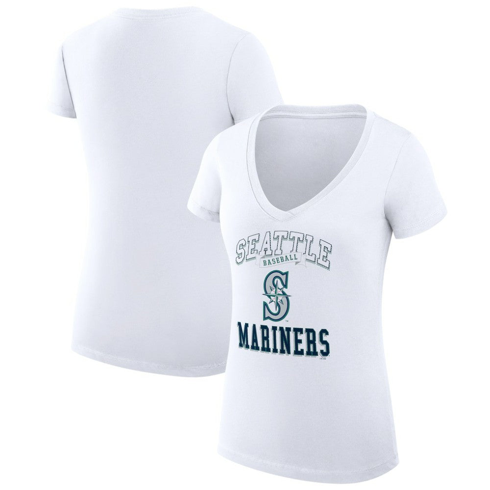 Seattle Mariners G-III 4Her by Carl Banks Women's Super-Slim Fit Lightweight Team Logo Graphic V-Neck T-Shirt | MLB For sale
