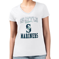 Seattle Mariners G-III 4Her by Carl Banks Women's Super-Slim Fit Lightweight Team Logo Graphic V-Neck T-Shirt | MLB For sale