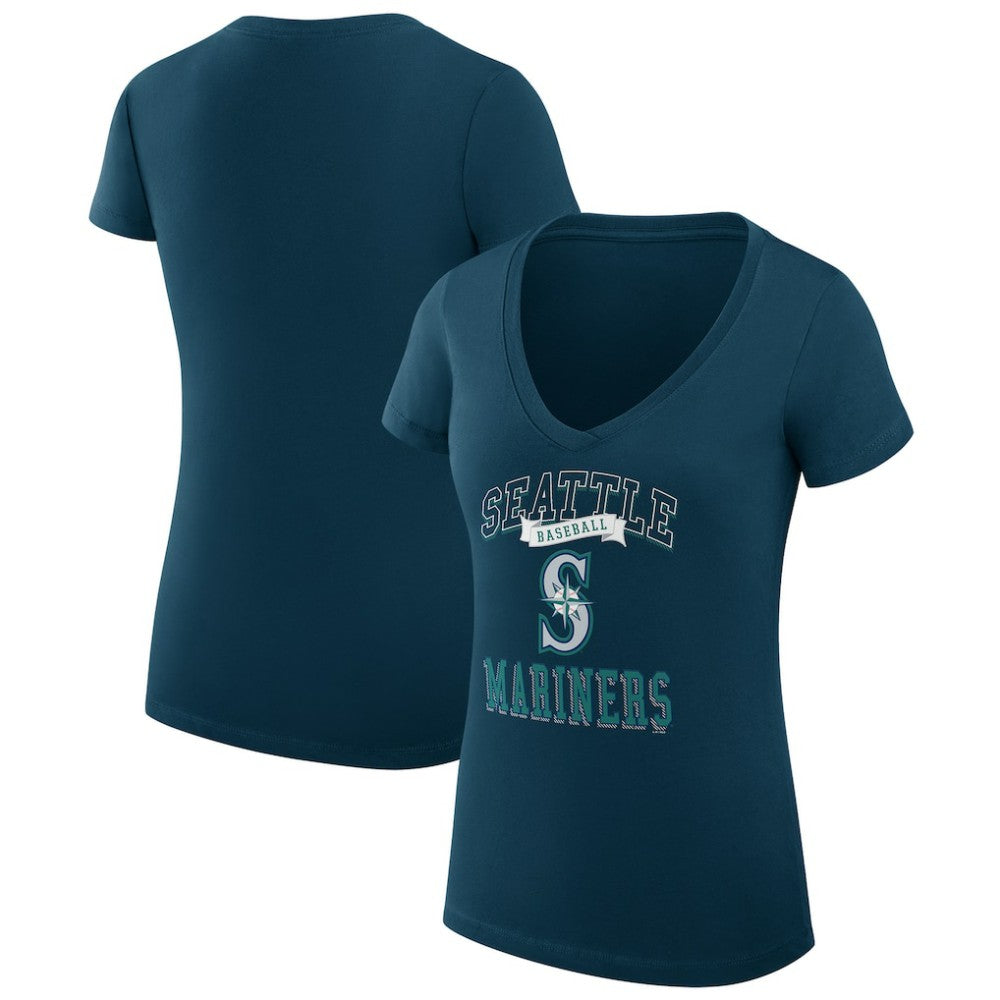 Seattle Mariners G-III 4Her by Carl Banks Women's Super-Slim Fit Lightweight Team Logo Graphic V-Neck T-Shirt | MLB Outlet