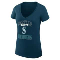Seattle Mariners G-III 4Her by Carl Banks Women's Super-Slim Fit Lightweight Team Logo Graphic V-Neck T-Shirt | MLB Outlet