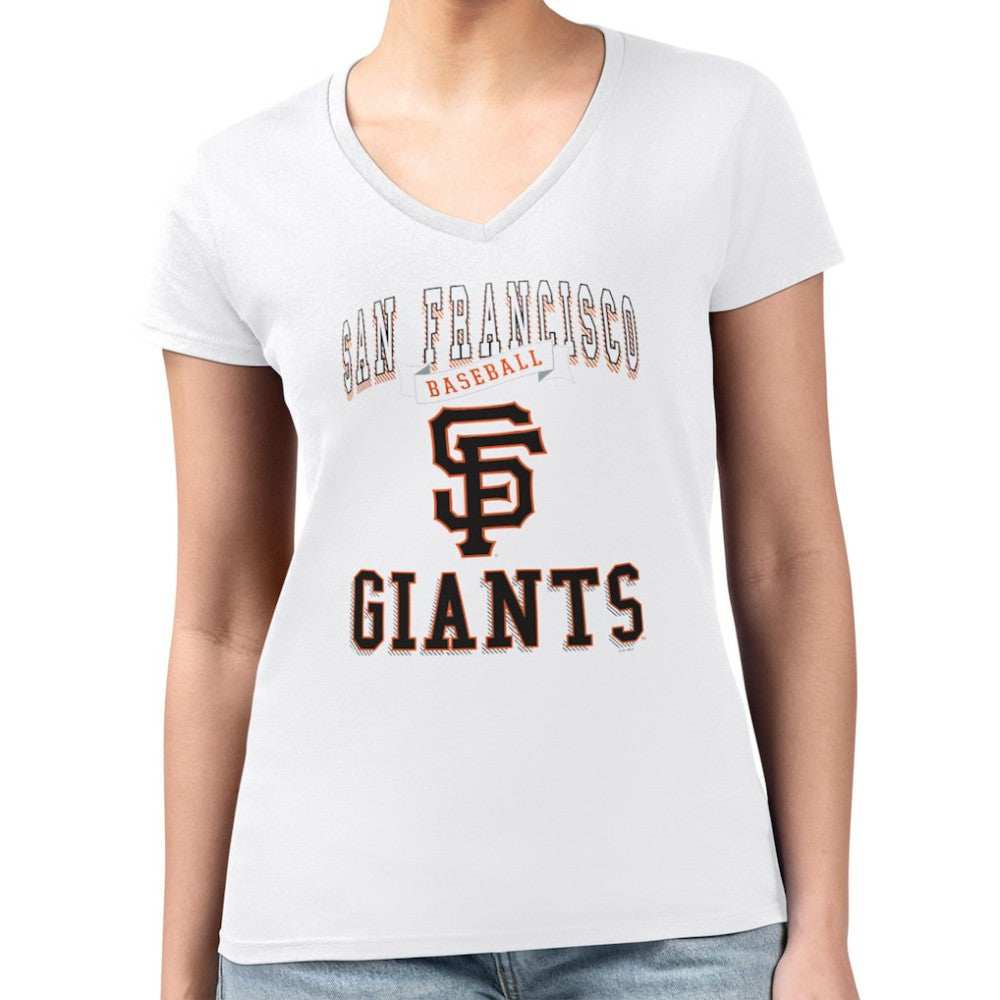 San Francisco Giants G-III 4Her by Carl Banks Women's Super-Slim Fit Lightweight Team Logo Graphic V-Neck T-Shirt | MLB Outlet