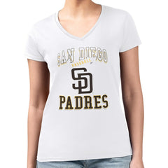 San Diego Padres G-III 4Her by Carl Banks Women's Super-Slim Fit Lightweight Team Logo Graphic V-Neck T-Shirt | MLB Near me