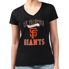 San Francisco Giants G-III 4Her by Carl Banks Women's Super-Slim Fit Lightweight Team Logo Graphic V-Neck T-Shirt | MLB US