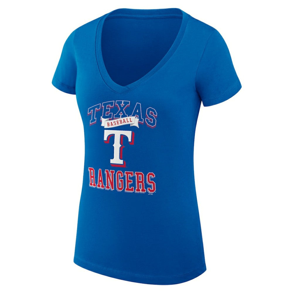 Texas Rangers G-III 4Her by Carl Banks Women's Super-Slim Fit Lightweight Team Logo Graphic V-Neck T-Shirt | MLB Online