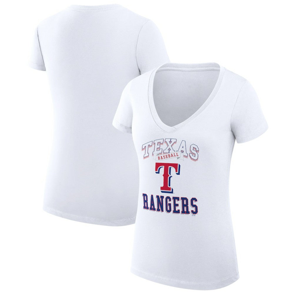 Texas Rangers G-III 4Her by Carl Banks Women's Super-Slim Fit Lightweight Team Logo Graphic V-Neck T-Shirt | MLB Discount