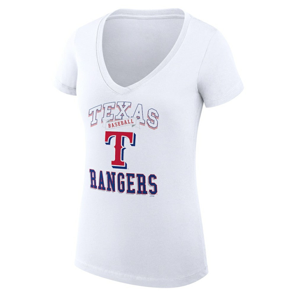 Texas Rangers G-III 4Her by Carl Banks Women's Super-Slim Fit Lightweight Team Logo Graphic V-Neck T-Shirt | MLB Discount