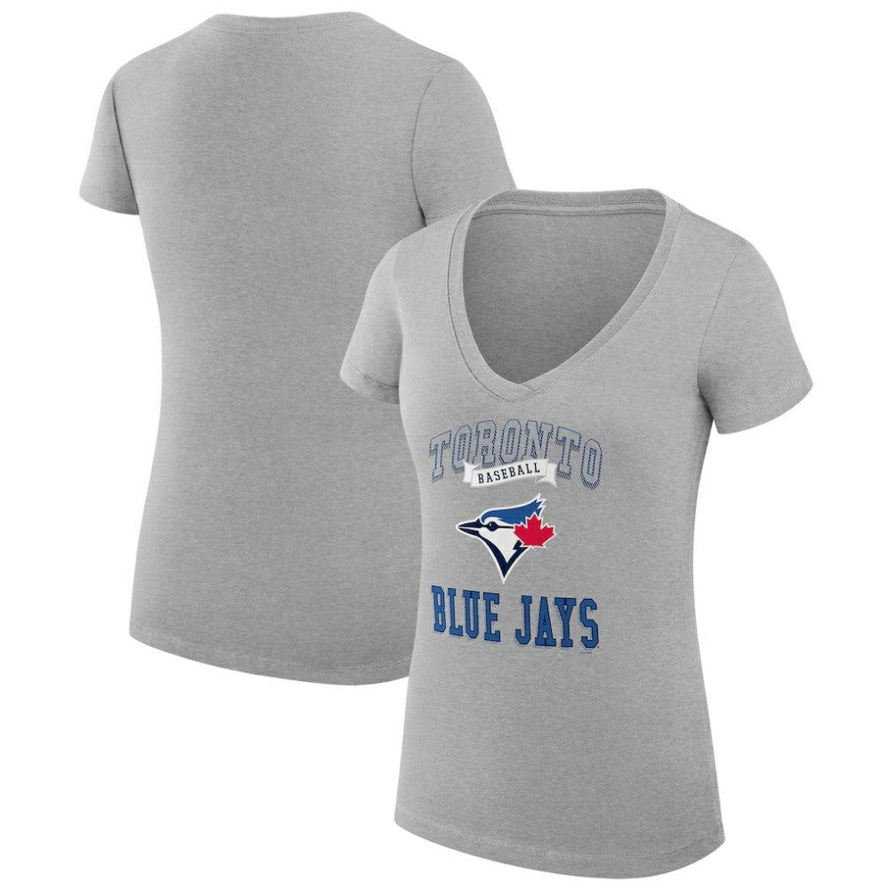 Toronto Blue Jays G-III 4Her by Carl Banks Women's Super-Slim Fit Lightweight Team Logo Graphic V-Neck T-Shirt | MLB Online