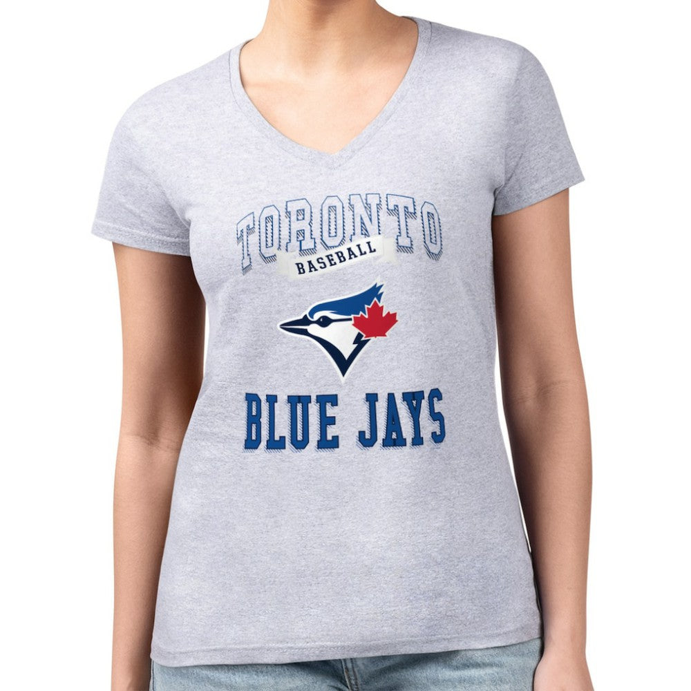 Toronto Blue Jays G-III 4Her by Carl Banks Women's Super-Slim Fit Lightweight Team Logo Graphic V-Neck T-Shirt | MLB Online