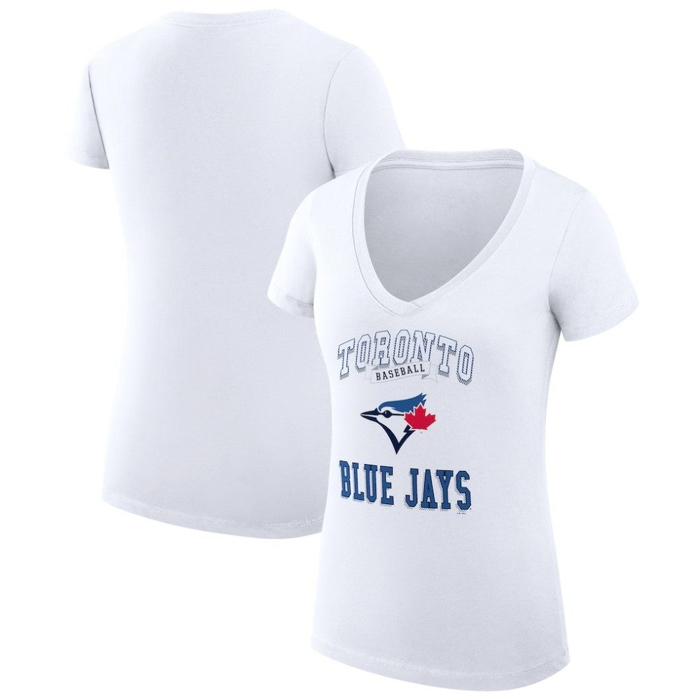 Toronto Blue Jays G-III 4Her by Carl Banks Women's Super-Slim Fit Lightweight Team Logo Graphic V-Neck T-Shirt | MLB On Sale