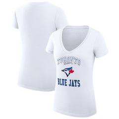 Toronto Blue Jays G-III 4Her by Carl Banks Women's Super-Slim Fit Lightweight Team Logo Graphic V-Neck T-Shirt | MLB On Sale