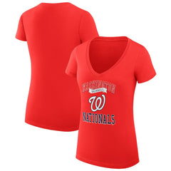 Washington Nationals G-III 4Her by Carl Banks Women's Super-Slim Fit Lightweight Team Logo Graphic V-Neck T-Shirt | MLB Online