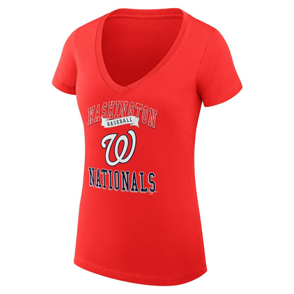 Washington Nationals G-III 4Her by Carl Banks Women's Super-Slim Fit Lightweight Team Logo Graphic V-Neck T-Shirt | MLB Online