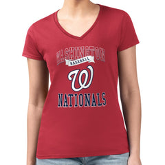 Washington Nationals G-III 4Her by Carl Banks Women's Super-Slim Fit Lightweight Team Logo Graphic V-Neck T-Shirt | MLB Online