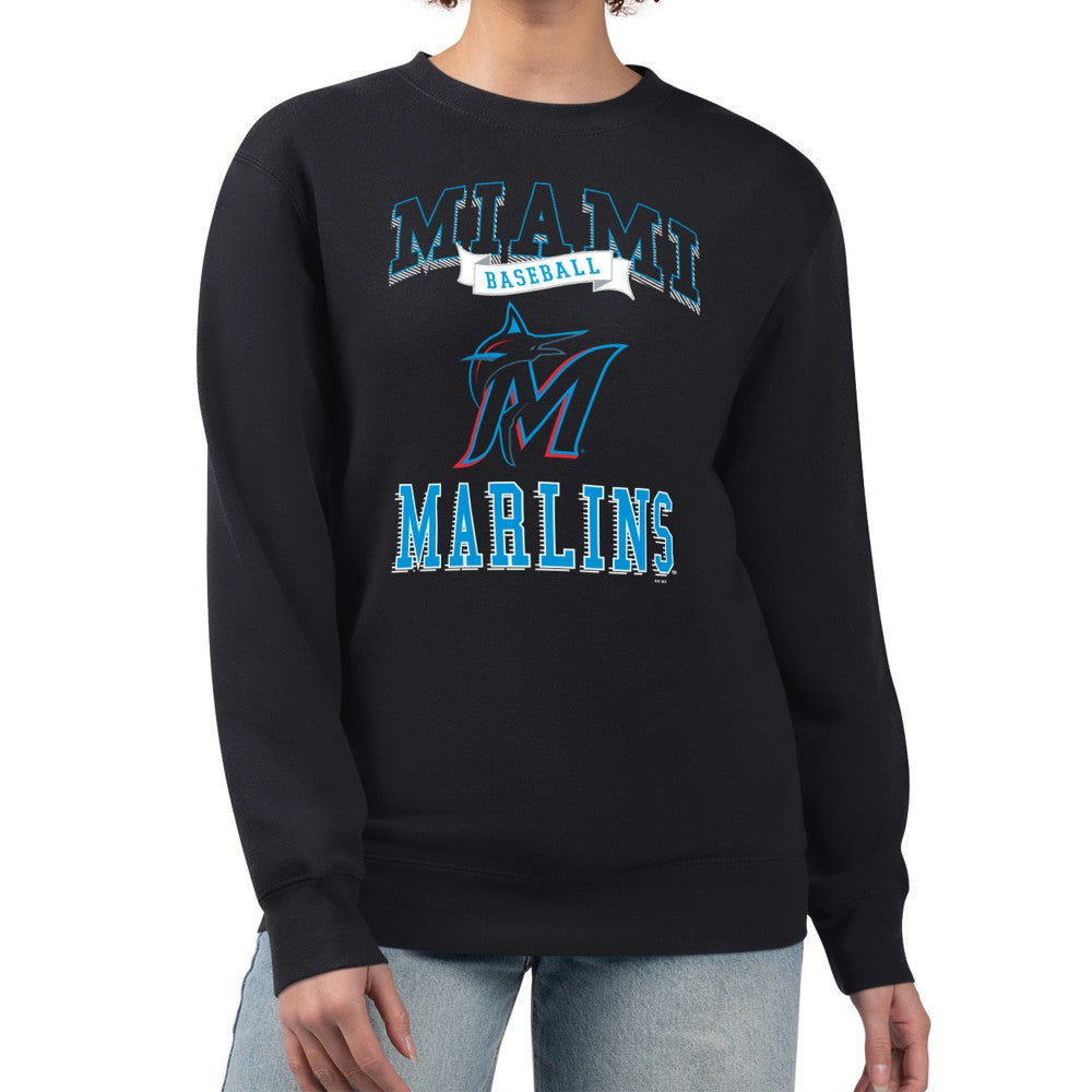 Miami Marlins G-III 4Her by Carl Banks Women's Team Logo Graphic Tri-Blend Fleece Pullover Sweatshirt | MLB On Sale