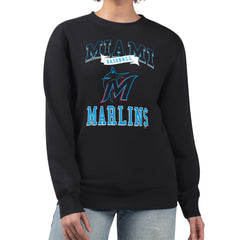 Miami Marlins G-III 4Her by Carl Banks Women's Team Logo Graphic Tri-Blend Fleece Pullover Sweatshirt | MLB On Sale