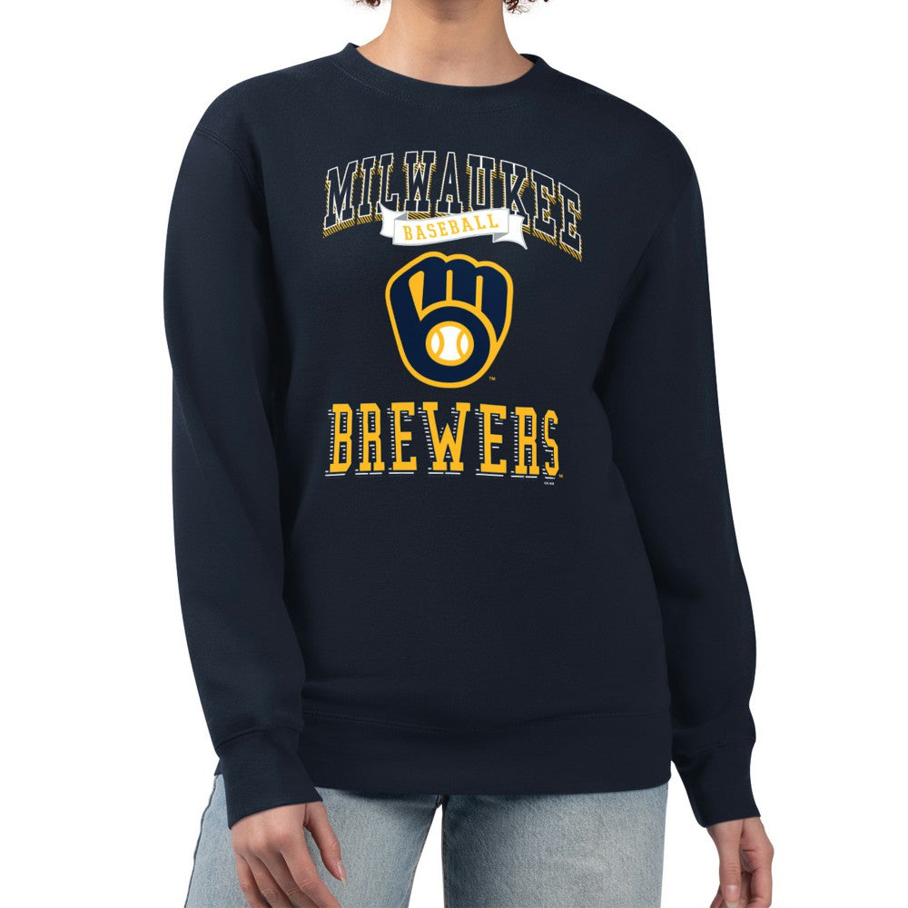 Milwaukee Brewers G-III 4Her by Carl Banks Women's Team Logo Graphic Tri-Blend Fleece Pullover Sweatshirt | MLB On Sale