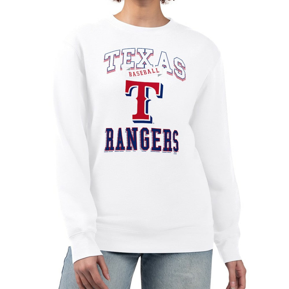 Texas Rangers G-III 4Her by Carl Banks Women's Team Logo Graphic Tri-Blend Fleece Pullover Sweatshirt | MLB Shop