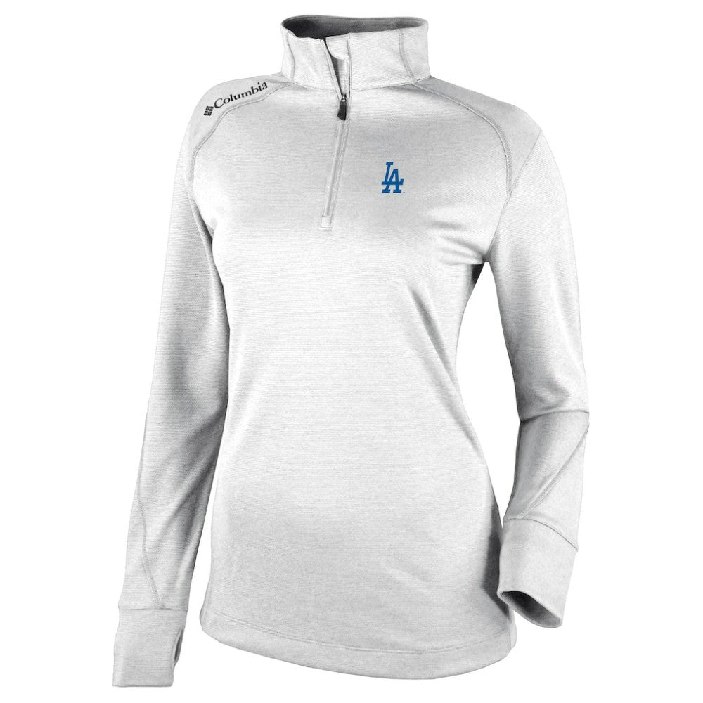 Los Angeles Dodgers Columbia Women's Cooperstown Collection Shotgun 2.0 Omni-Wick Quarter-Zip Top - White | MLB On Sale
