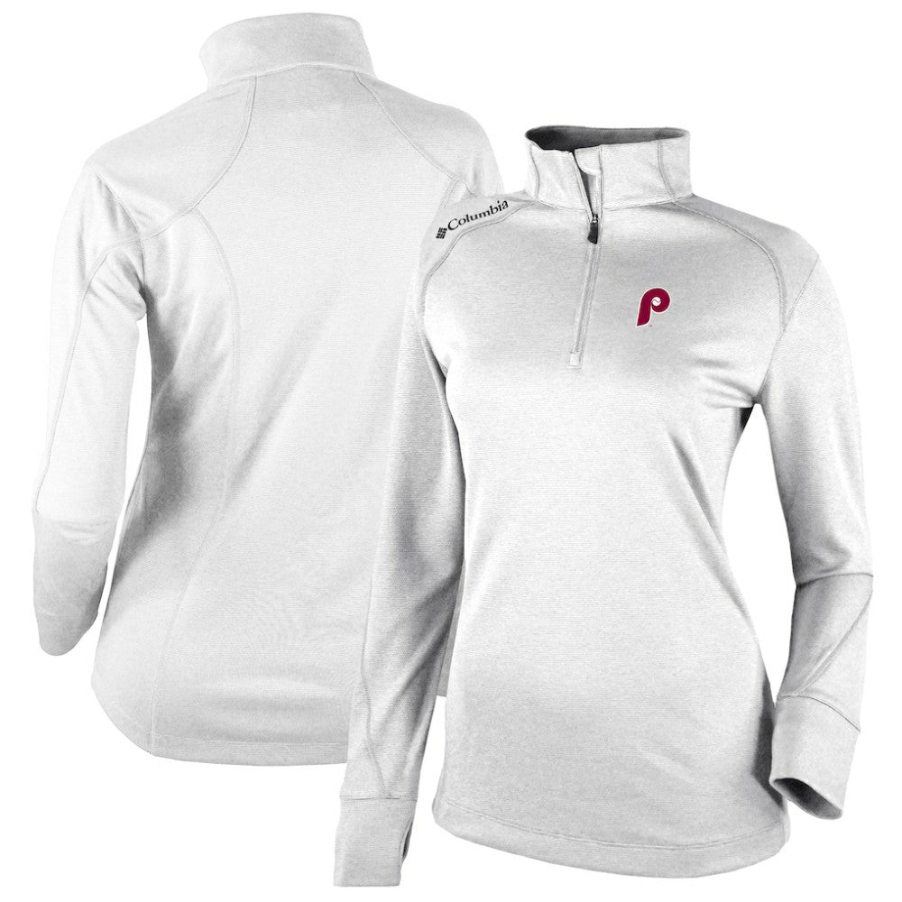 Philadelphia Phillies Columbia Women's Cooperstown Collection Shotgun 2.0 Omni-Wick Quarter-Zip Top - White | MLB Discount