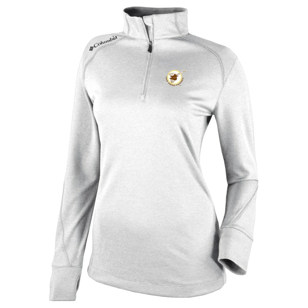 San Diego Padres Columbia Women's Cooperstown Collection Shotgun 2.0 Omni-Wick Quarter-Zip Top - White | MLB US