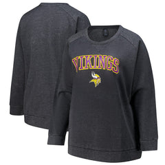 Minnesota Vikings  Profile Women's Plus Size Acid Wash Raglan Sweatshirt