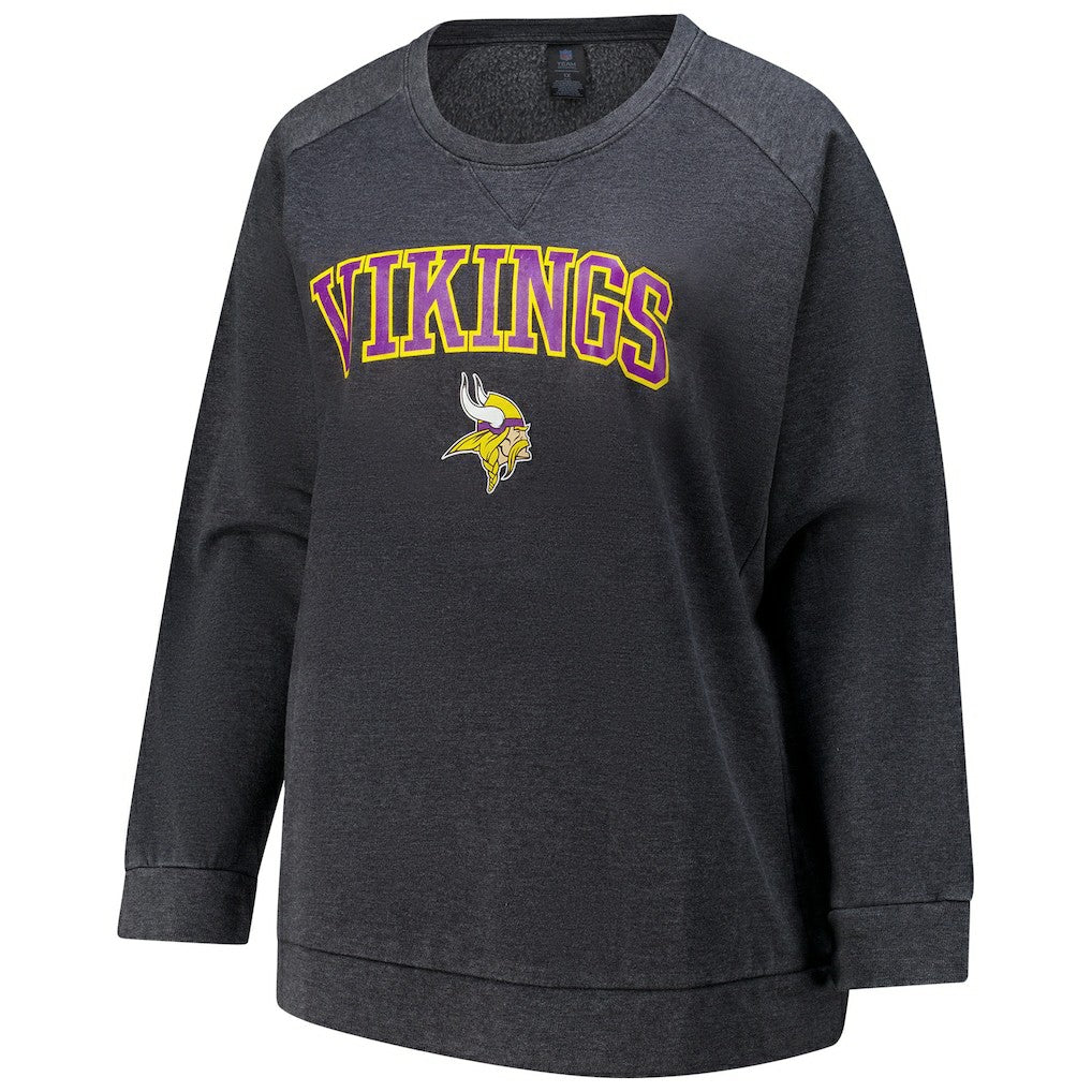 Minnesota Vikings  Profile Women's Plus Size Acid Wash Raglan Sweatshirt