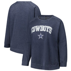 Dallas Cowboys  Profile Women's Plus Size Acid Wash Raglan Sweatshirt