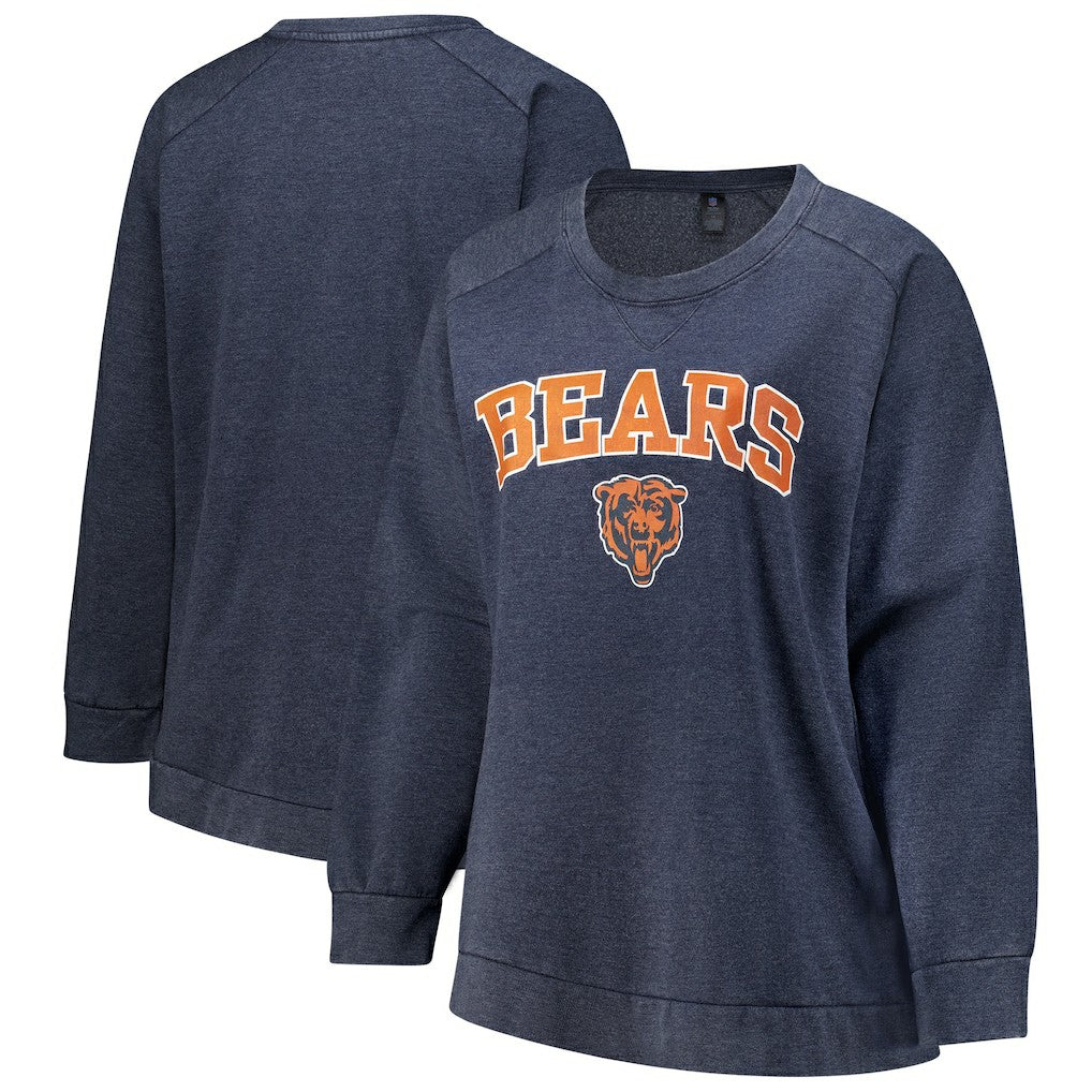 Chicago Bears  Profile Women's Plus Size Acid Wash Raglan Sweatshirt