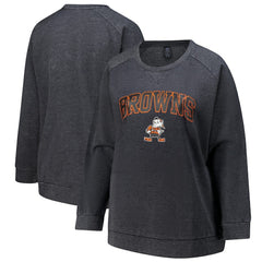 Cleveland Browns  Profile Women's Plus Size Acid Wash Raglan Sweatshirt