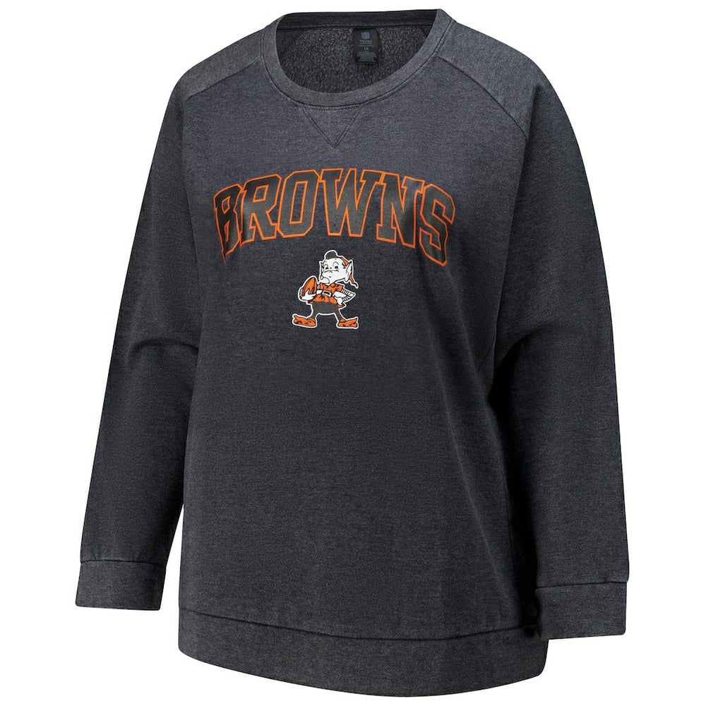 Cleveland Browns  Profile Women's Plus Size Acid Wash Raglan Sweatshirt