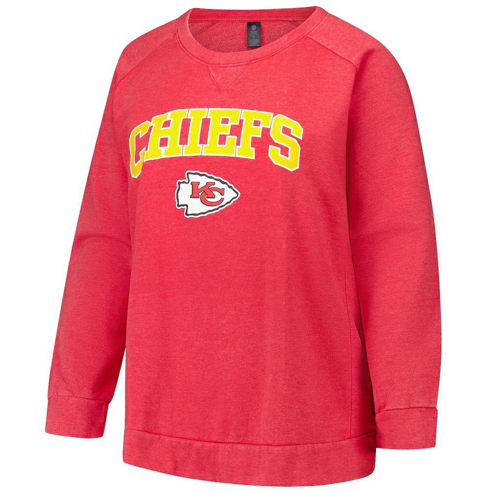 Kansas City Chiefs  Profile Women's Plus Size Acid Wash Raglan Sweatshirt