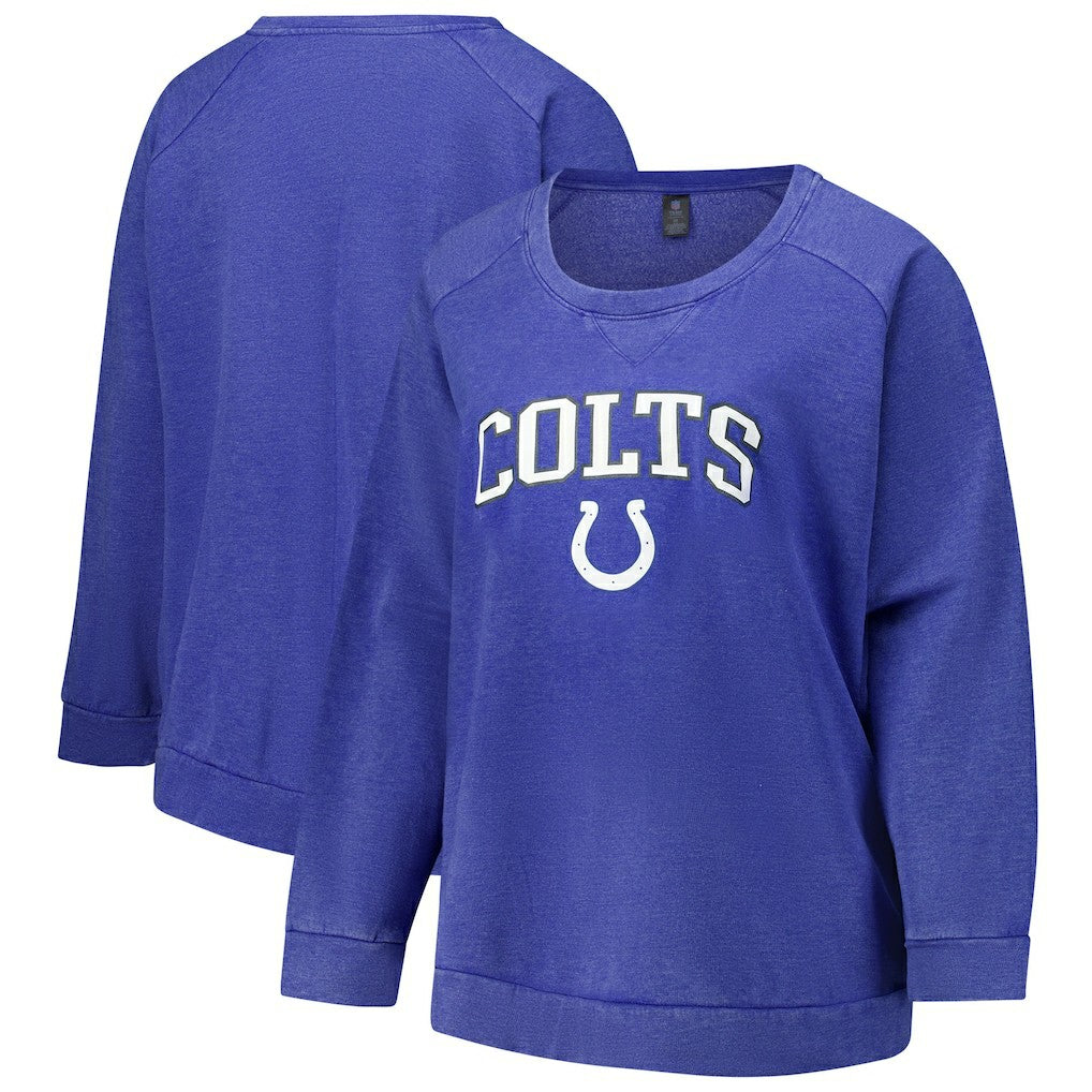 Indianapolis Colts  Profile Women's Plus Size Acid Wash Raglan Sweatshirt