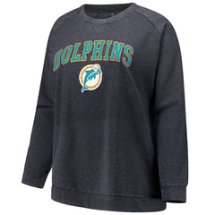 Miami Dolphins  Profile Women's Plus Size Acid Wash Raglan Sweatshirt