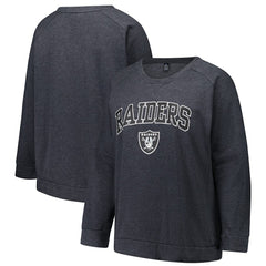 Las Vegas Raiders  Profile Women's Plus Size Acid Wash Raglan Sweatshirt