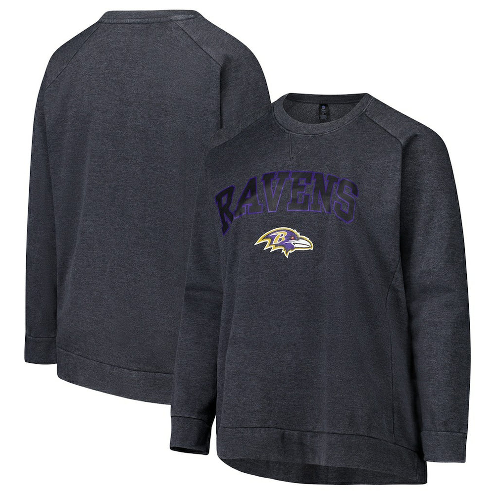 Baltimore Ravens  Profile Women's Plus Size Acid Wash Raglan Sweatshirt