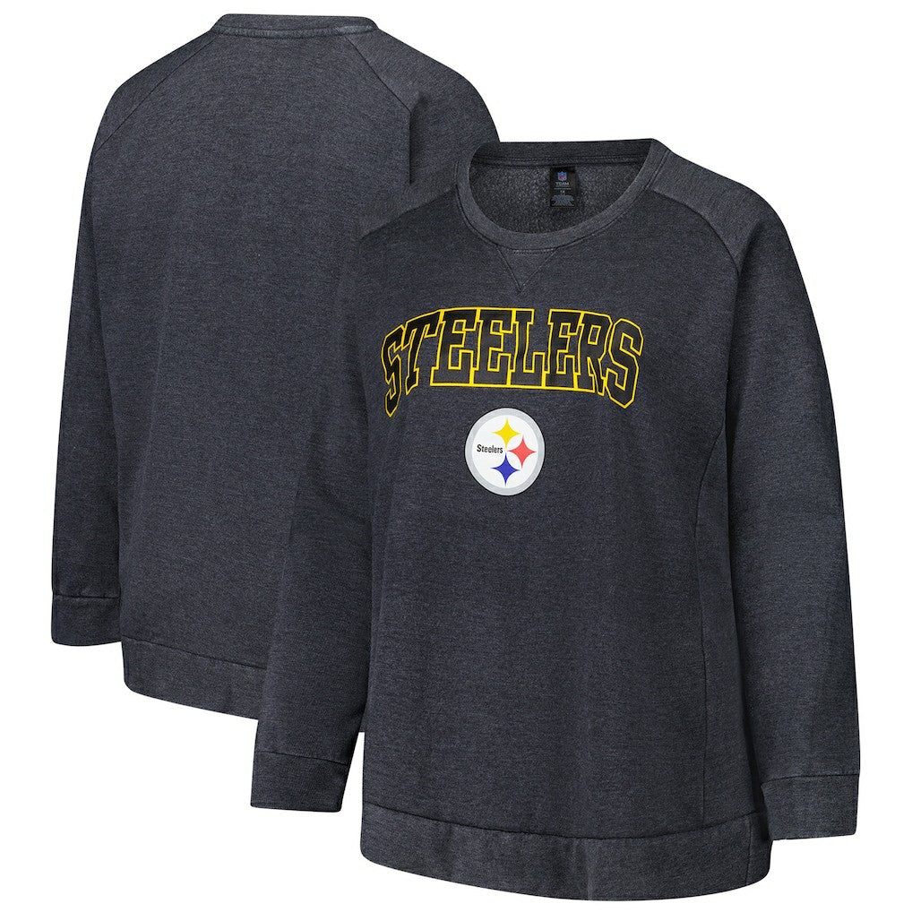 Pittsburgh Steelers  Profile Women's Plus Size Acid Wash Raglan Sweatshirt