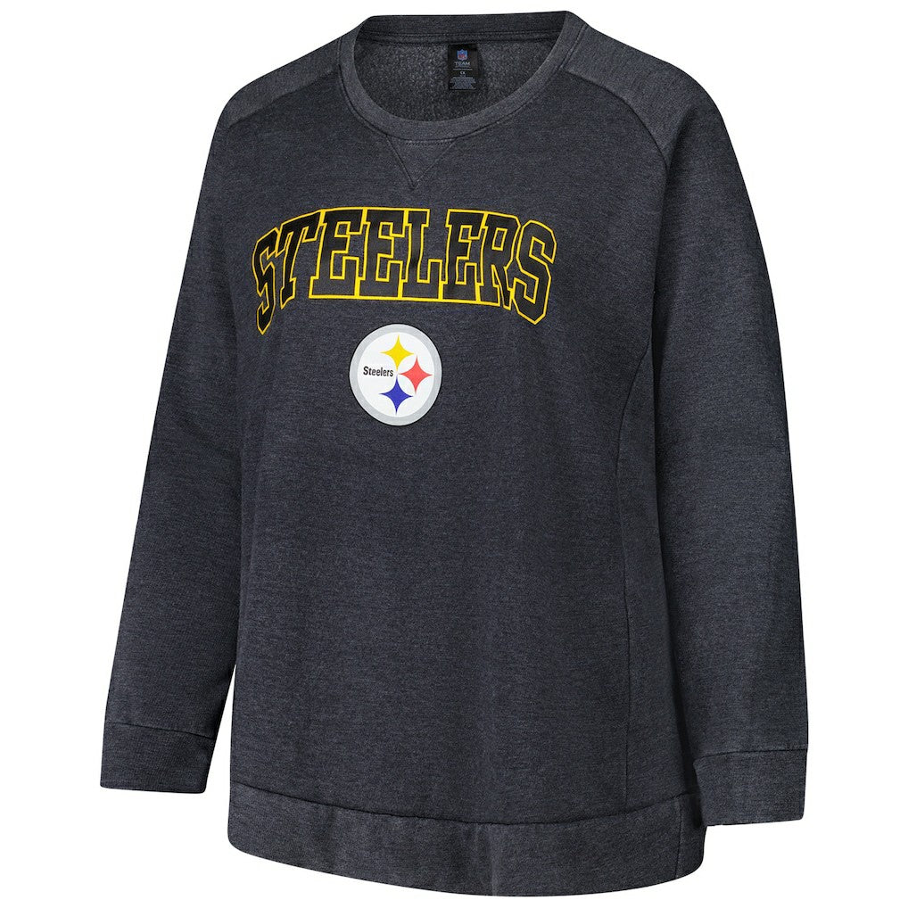 Pittsburgh Steelers  Profile Women's Plus Size Acid Wash Raglan Sweatshirt