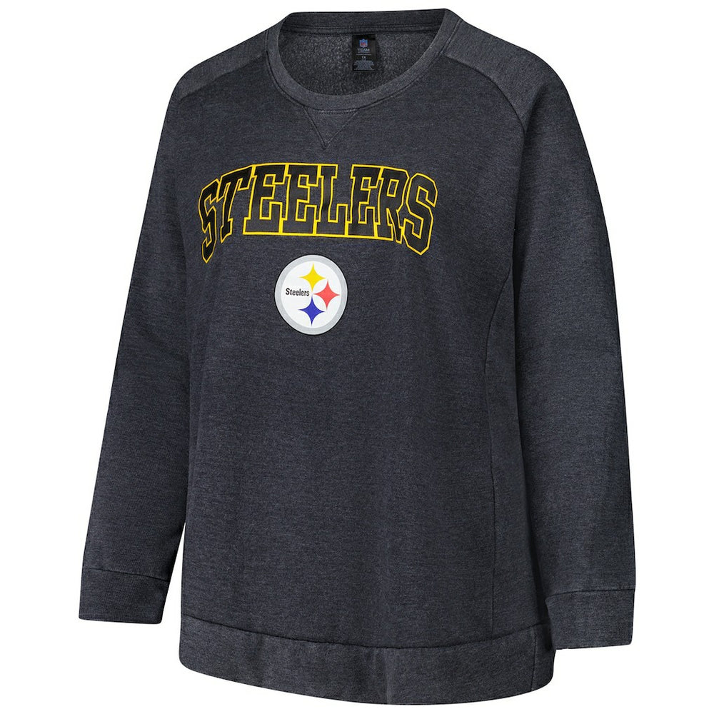 Pittsburgh Steelers  Profile Women's Plus Size Acid Wash Raglan Sweatshirt