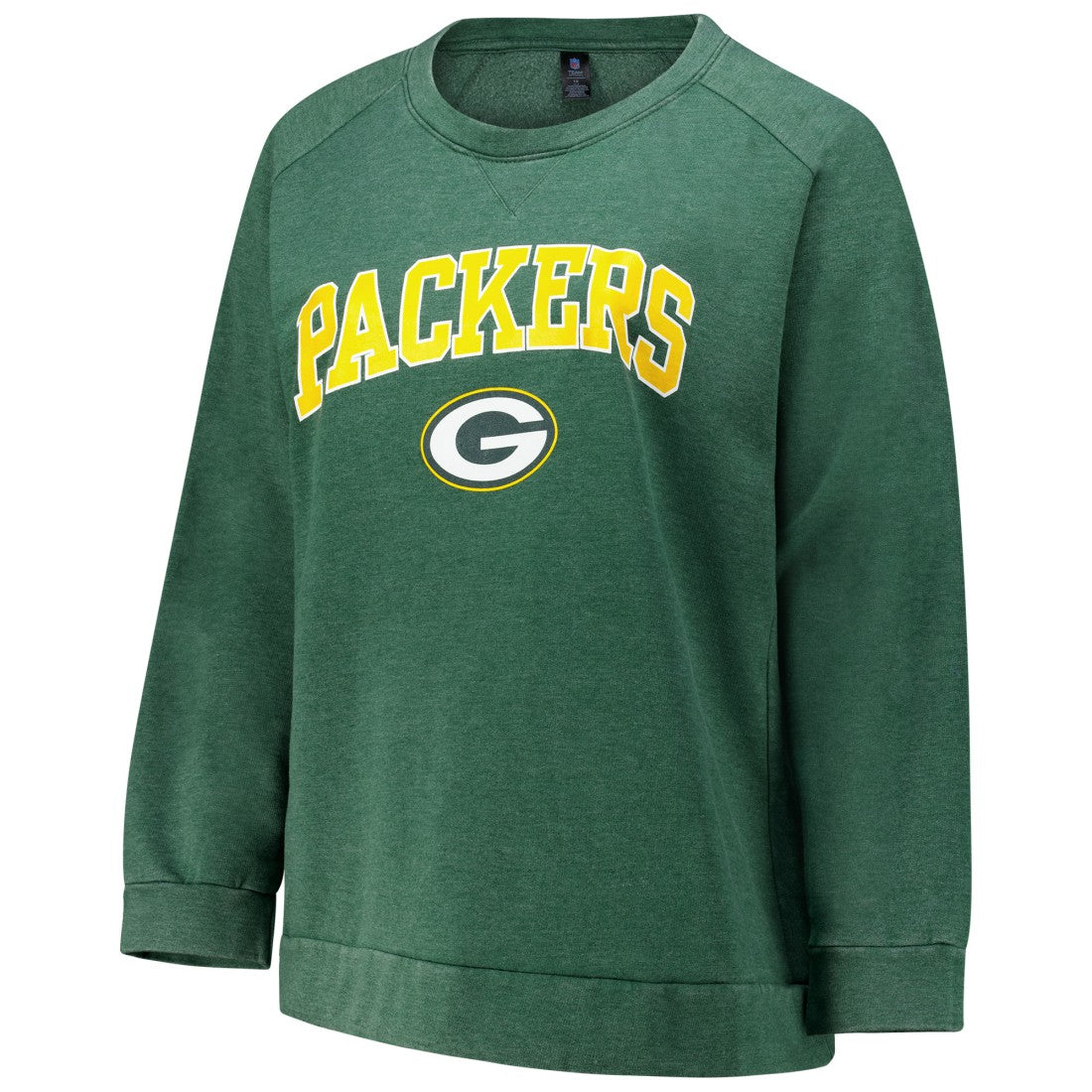 Green Bay Packers  Profile Women's Plus Size Acid Wash Raglan Sweatshirt