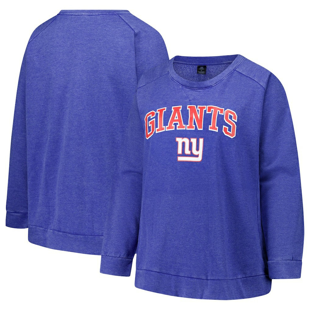 New York Giants  Profile Women's Plus Size Acid Wash Raglan Sweatshirt