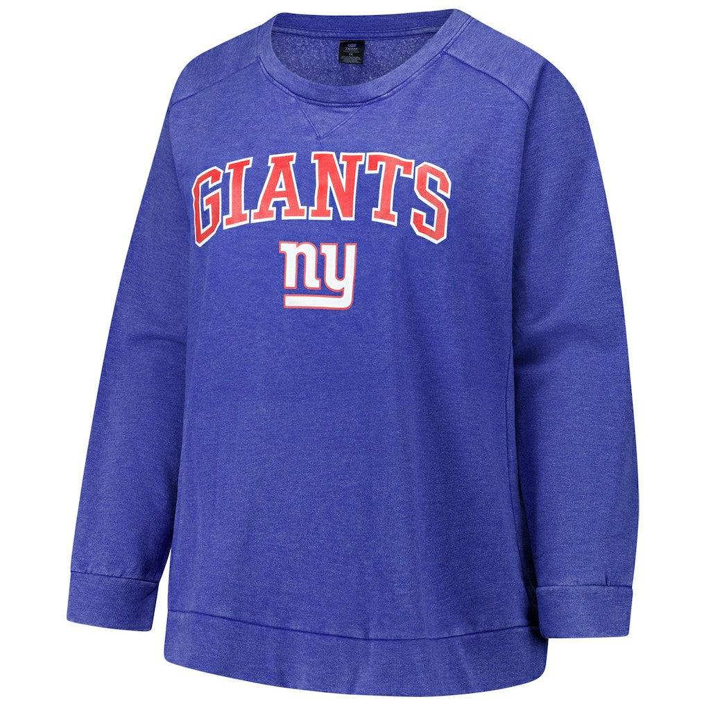 New York Giants  Profile Women's Plus Size Acid Wash Raglan Sweatshirt